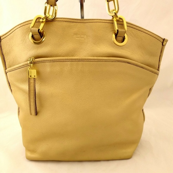 Perlina Handbags - Perlina Shoulder Handbag Large Leather Muted Gold